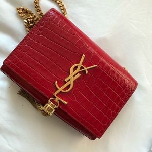 SAINT LAURENT
Kate croc-embossed shoulder bag
